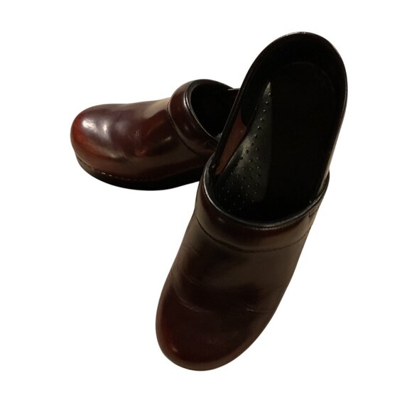 Dansko Professional Burgundy Leather Clogs Sz 39 Slip Resistant Work Shoes Women - Picture 5 of 6